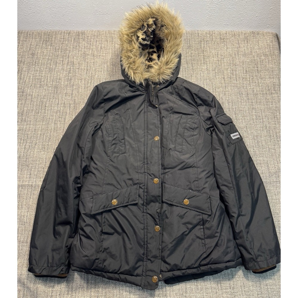 London Fog Down Parka Jacket Womens 10/12 Kids Puffer‎ Hooded Faux Fur